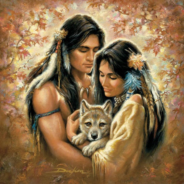 Tender Hearts-Native Americans And Wolf