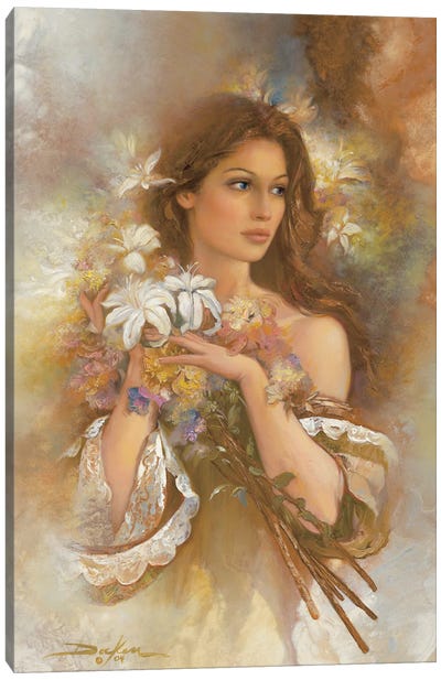 Beauty And Lilies Canvas Art Print - Russ Docken