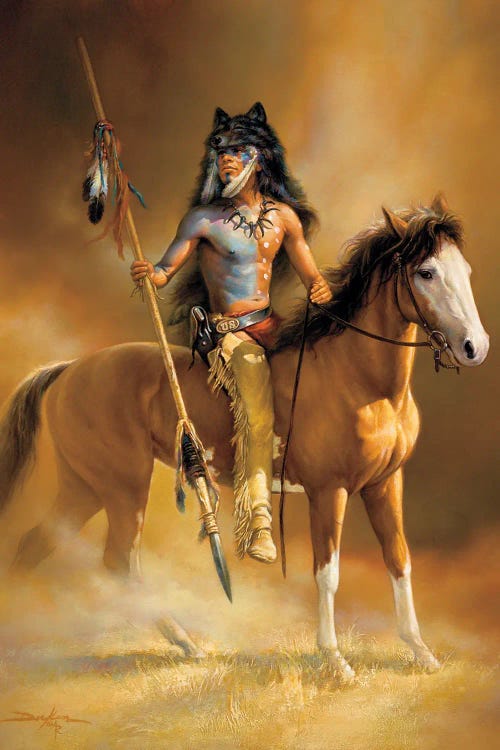 Call Of The Wolf-Native American And Horse