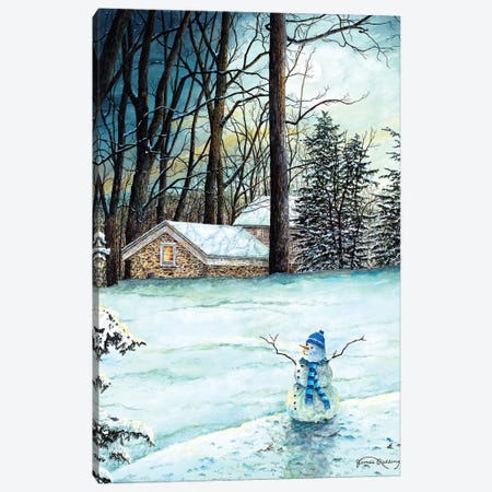 Snowman in Moonlight Canvas Print #RDD12} by James Redding Canvas Art Print