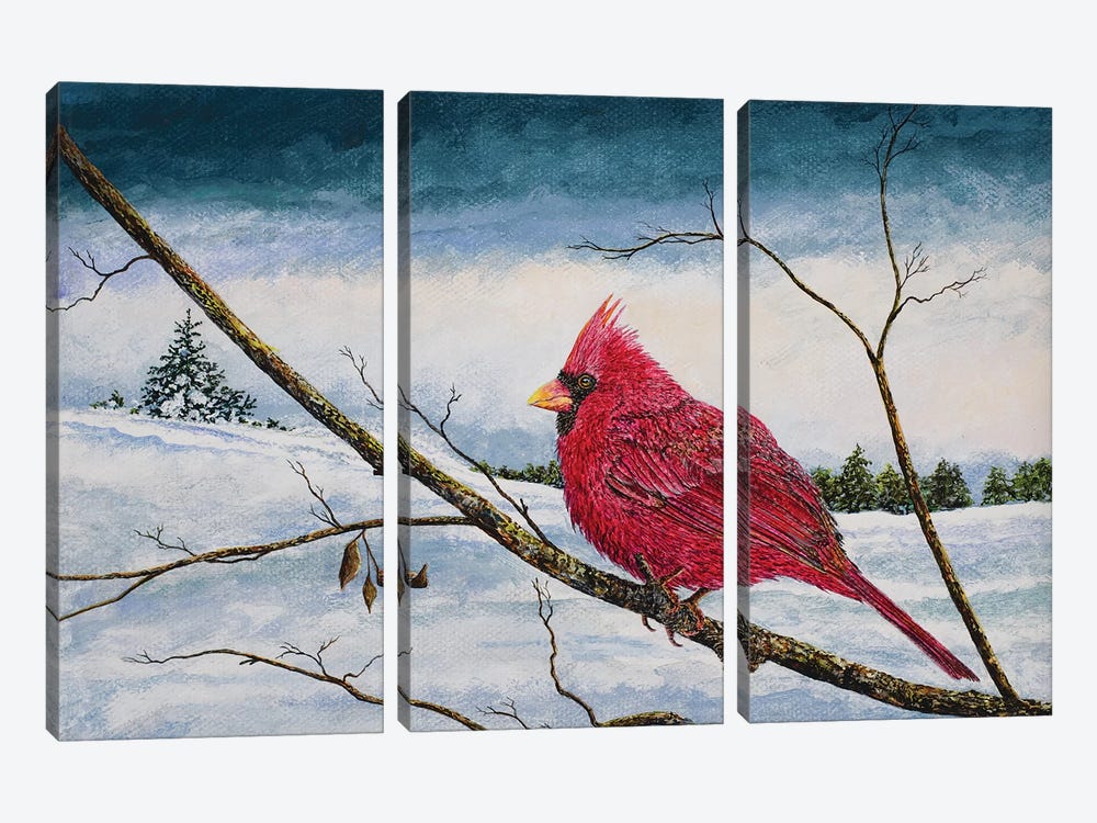 Cardinal In A Pastel Sky by James Redding 3-piece Canvas Artwork