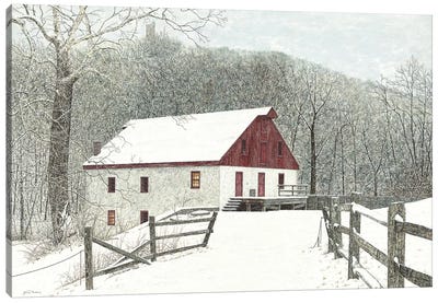 Grist Mill Canvas Art Print - Winter Art