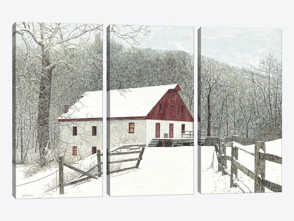 Grist Mill by James Redding 3-piece Canvas Print