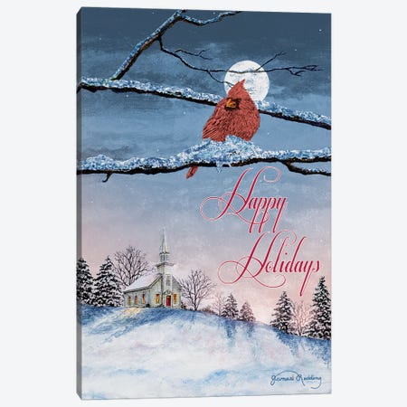 Happy Holiday Cardinal Canvas Print #RDD30} by James Redding Art Print