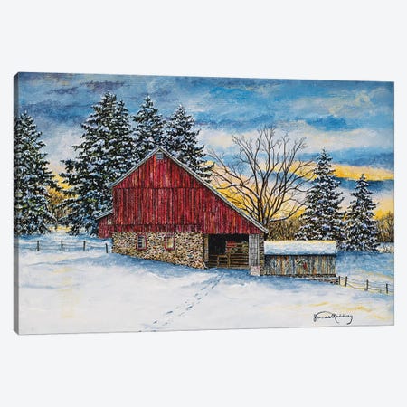 Stovers Mill Barn Canvas Print #RDD41} by James Redding Canvas Artwork
