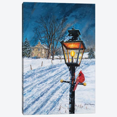 Winterberry Lamppost Canvas Print #RDD48} by James Redding Canvas Artwork