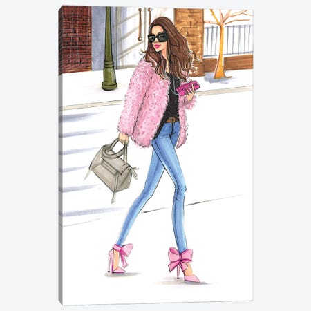 Pink Fashionistas Canvas Print #RDE101} by Rongrong DeVoe Canvas Wall Art