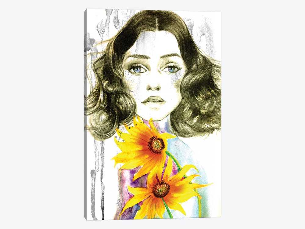 Sunflower Girl by Rongrong DeVoe 1-piece Canvas Wall Art