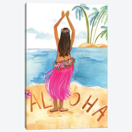 Aloha Girl Canvas Print #RDE120} by Rongrong DeVoe Canvas Artwork
