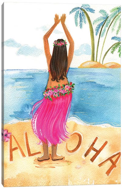 Aloha Girl Canvas Art Print - Rongrong DeVoe