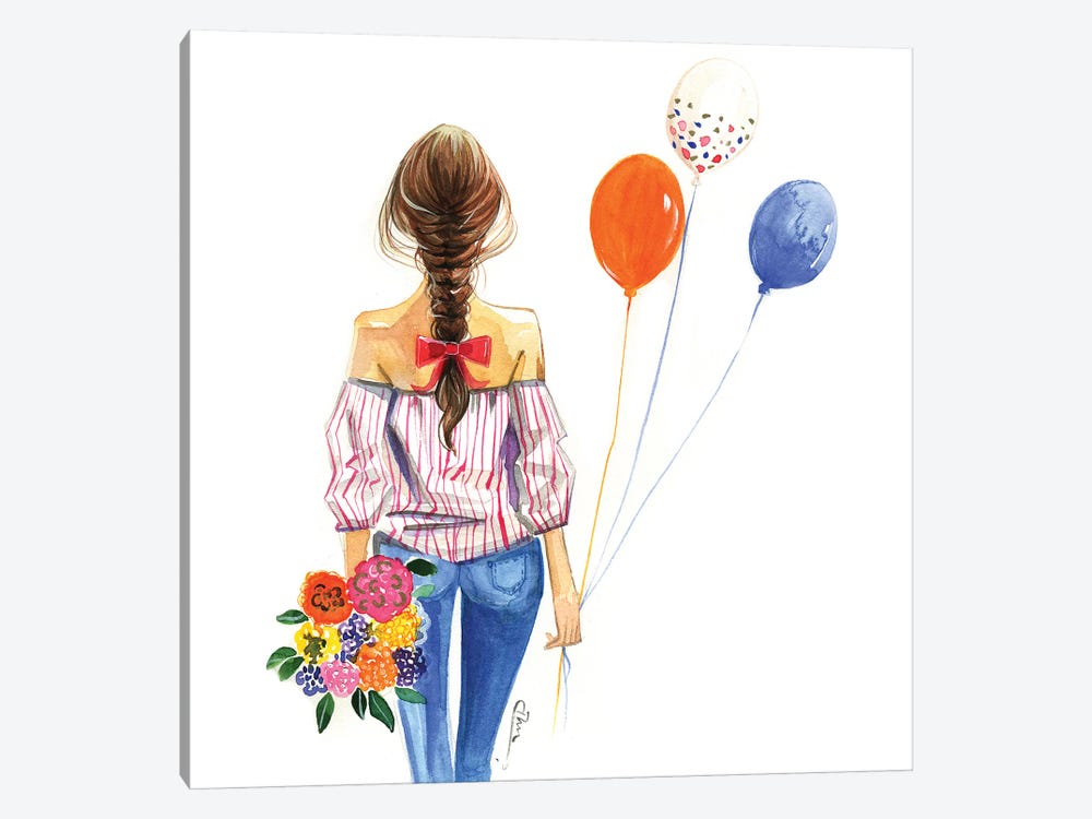 Balloon Girl by Rongrong DeVoe 1-piece Canvas Art Print