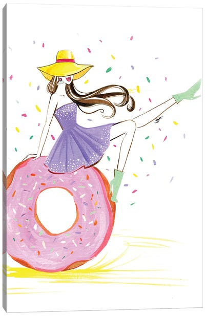 Donut Girl Canvas Art Print - Donut Art