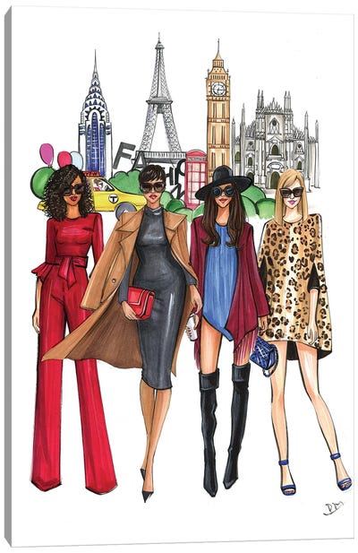 Fashion Week Ladies Canvas Art Print - Women's Coats & Jackets