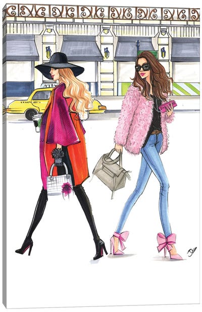 February Pink Fashionistas Canvas Art Print - Women's Coat & Jacket Art