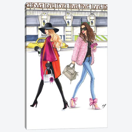 February Pink Fashionistas Canvas Print #RDE131} by Rongrong DeVoe Art Print