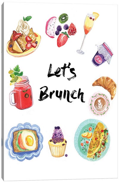 Let's Brunch Canvas Art Print - Food & Drink Typography