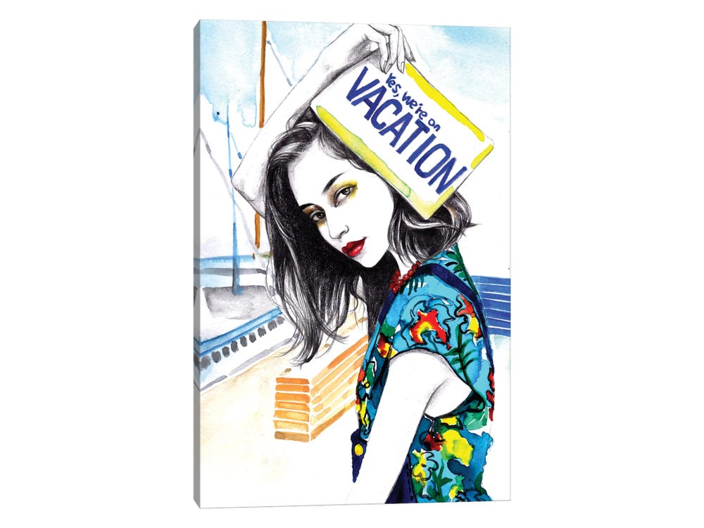 Rongrong DeVoe Canvas Wall Decor Prints - We Are on Vacation ( Fashion art) - 40x26 in