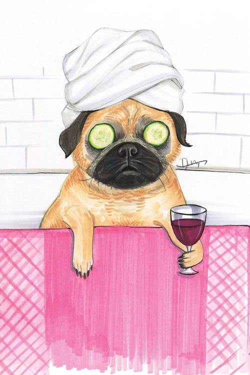 Pug Bath by Rongrong DeVoe wall art