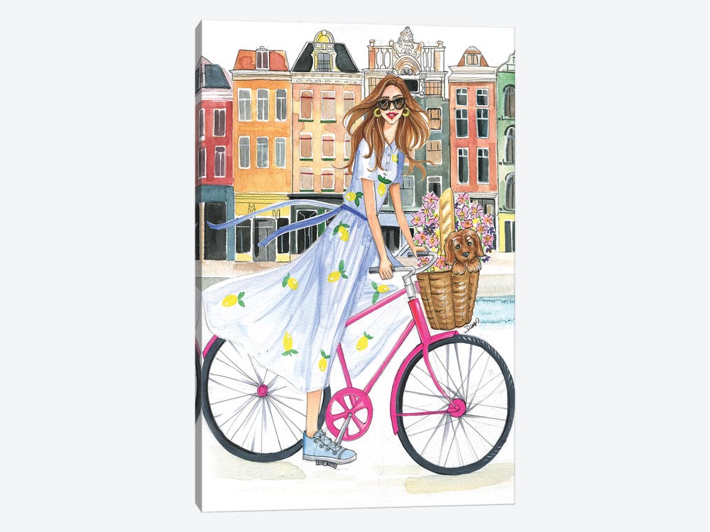 Bike Ride On The Canal by Rongrong DeVoe 1-piece Canvas Art