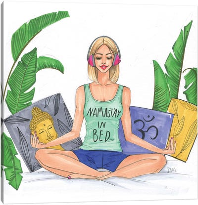 Namastay In Bed Canvas Art Print - Rongrong DeVoe
