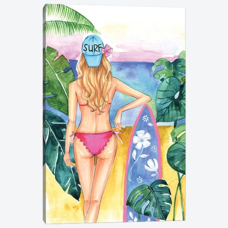 Surf Girl Canvas Print #RDE156} by Rongrong DeVoe Canvas Art
