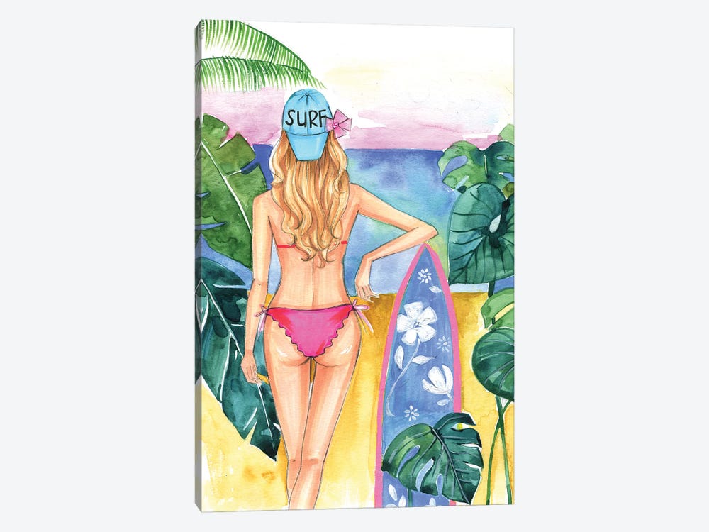 Surf Girl by Rongrong DeVoe 1-piece Canvas Wall Art