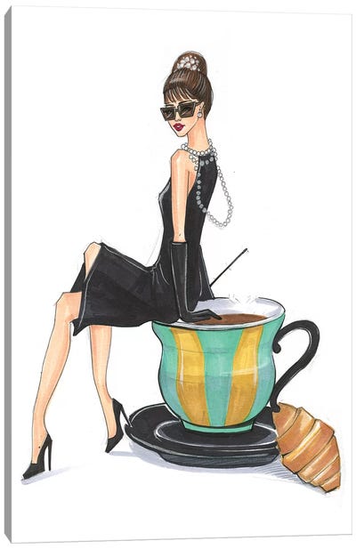 Audrey Hepburn And Tiffany Canvas Art Print - Coffee Art