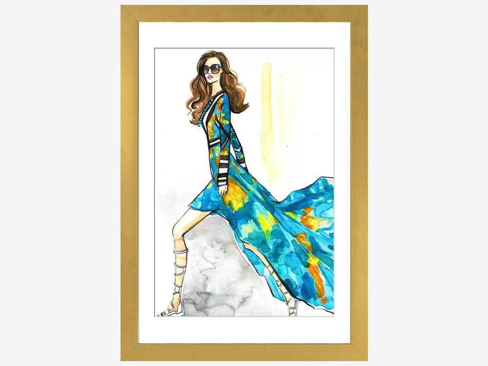 Framed Canvas Art (Champagne) - Be Your Own Kind of Beautiful by Rongrong DeVoe ( Fashion > Women's Fashion > Women's Coats & Jackets art) - 26x18 in