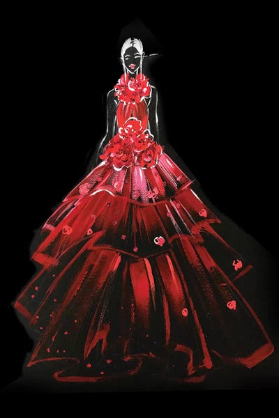 Red Gown by Rongrong DeVoe metal wall art