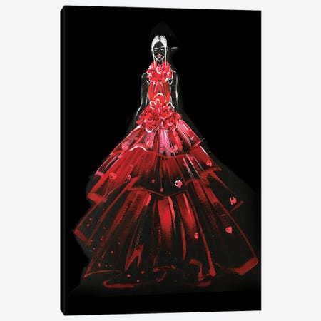 Red Gown Canvas Print #RDE174} by Rongrong DeVoe Canvas Wall Art