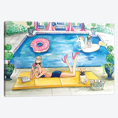 Summer Pool Party Canvas Print #RDE178} by Rongrong DeVoe Canvas Print
