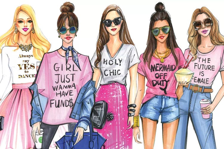 Fashionistas Love PINK Canvas Art by Rongrong DeVoe | iCanvas