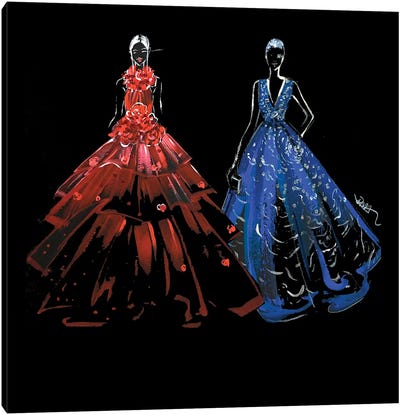 Red And Blue Gown Canvas Art Print - Rongrong DeVoe