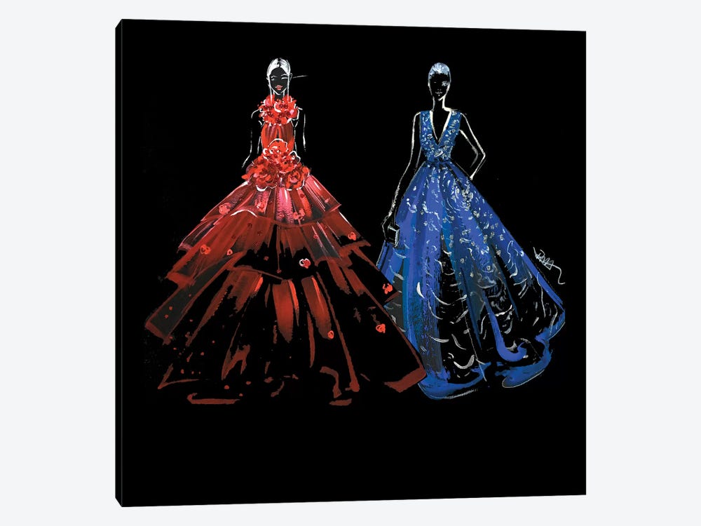 Red And Blue Gown by Rongrong DeVoe 1-piece Canvas Art