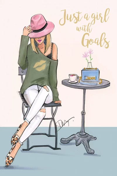 Kids Inspirational Art: A Girl With Goals by Rongrong DeVoe