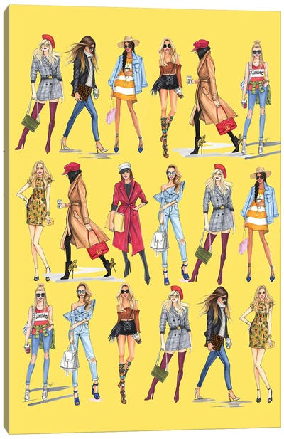Fashionistas In Line Canvas Art Print - Rongrong DeVoe