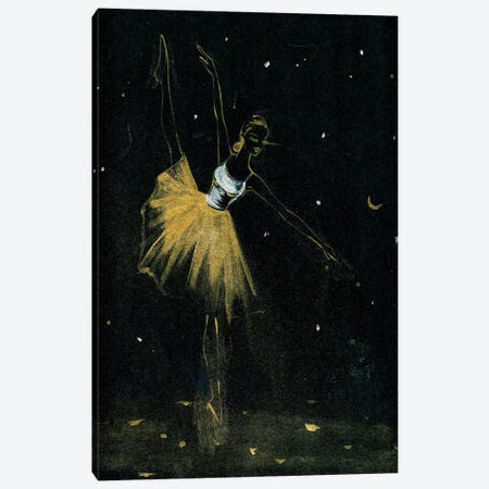 Golden Ballerina Canvas Print #RDE212} by Rongrong DeVoe Canvas Artwork