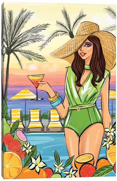 Miami Cocktail Night Canvas Art Print - Rongrong DeVoe