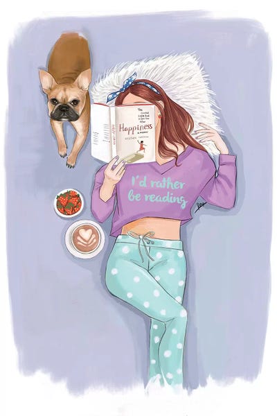 Kids Inspirational Art: Read With My Frenchie by Rongrong DeVoe