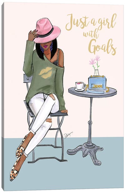 Just A Girl With Goals - Dark Skin Canvas Art Print - Best Selling Portraits