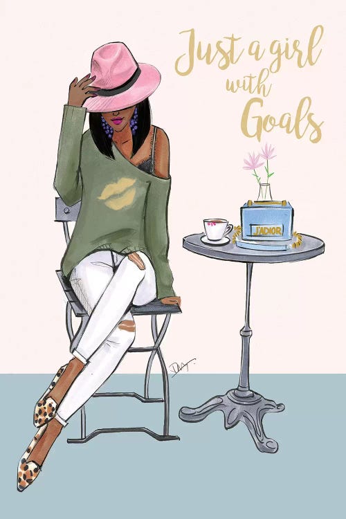 Just A Girl With Goals - Dark Skin by Rongrong DeVoe wall art