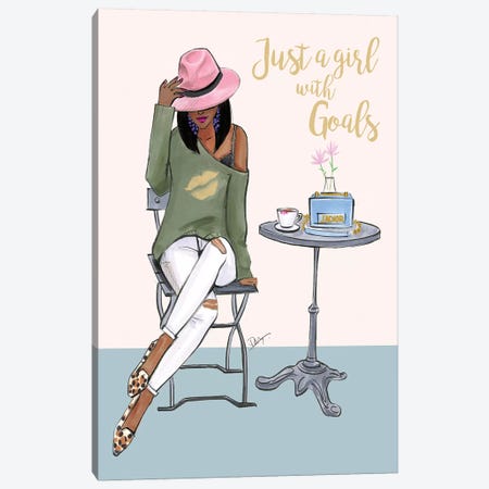Just A Girl With Goals - Dark Skin Canvas Print #RDE260} by Rongrong DeVoe Art Print