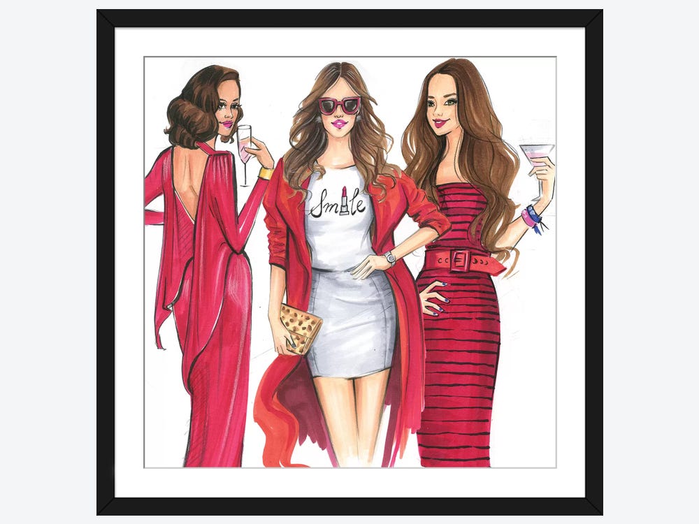 Ladies In Red Canvas Print by Rongrong DeVoe