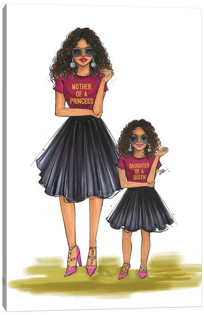 Mom And Daughter - Queen And Princess Canvas Art Print - Fashion Illustrations