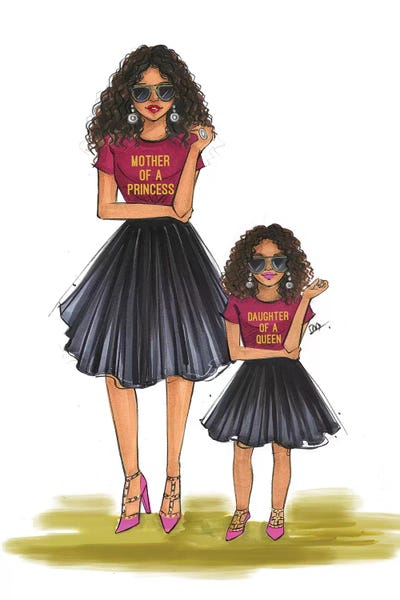 Kids Inspirational Art: Mom And Daughter - Queen And Princess by Rongrong DeVoe