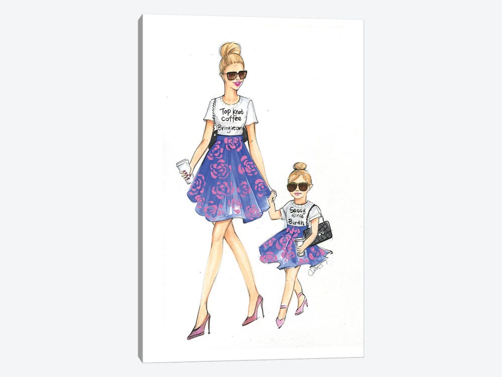 Mom And Daughter - Blonde Hair by Rongrong DeVoe 1-piece Canvas Art