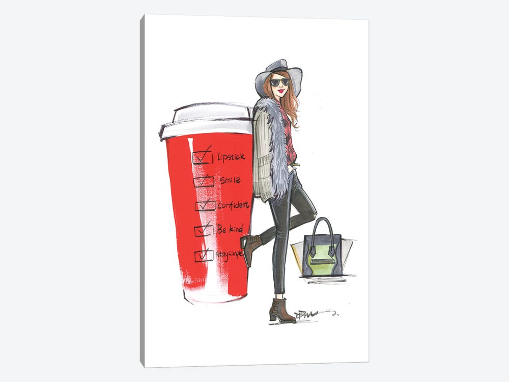 Red Cup Check List by Rongrong DeVoe 1-piece Canvas Print