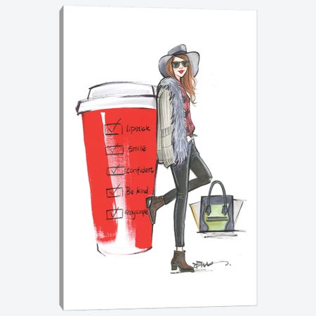 Red Cup Check List Canvas Print #RDE268} by Rongrong DeVoe Canvas Print
