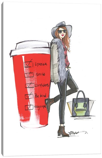 Red Cup Check List Canvas Art Print - Rongrong DeVoe