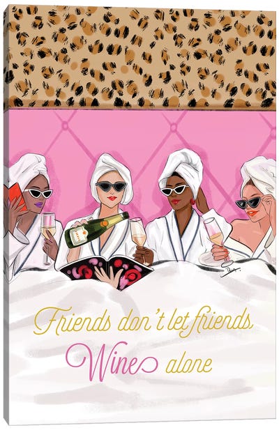 Friends Don’t Let Friends Wine Alone Canvas Art Print - Rongrong DeVoe